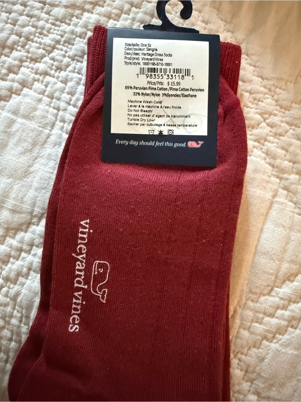 Vineyard Vines Men's Sangria Red Dress Socks